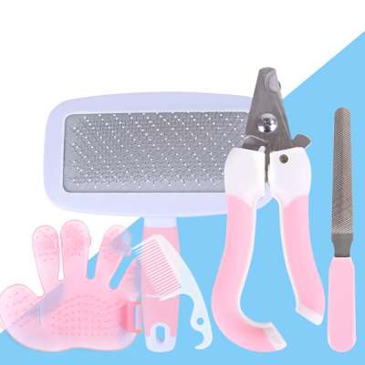 Safety Dog & Cat Pets Accessories Washing Brush Nail Clippers and Trimmers Cleaning Kit Set