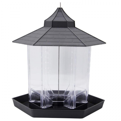 Amazon Hot Sale Garden Yard Decoration Hexagon Shaped  Outdoor Bird Feeder  with Roof Hanging