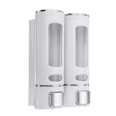 2x400ML Wall Mounted Mounted Hand Sanitizer Shower Gel Shampoo Double Liquid Soap Dispenser